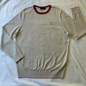 G/Fore striped wool sweater. Ivory/grey. Fine grade wool. M. Slim cut. Fabulous!